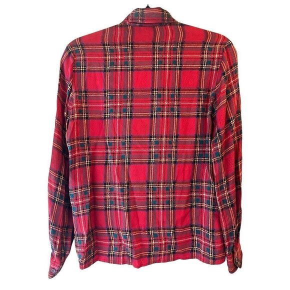 Vintage 80s Jack Mulqueen 100% Silk Tartan PussyBow Blouse Sz 8 – Red Holiday Pl - Picture 2 of 7